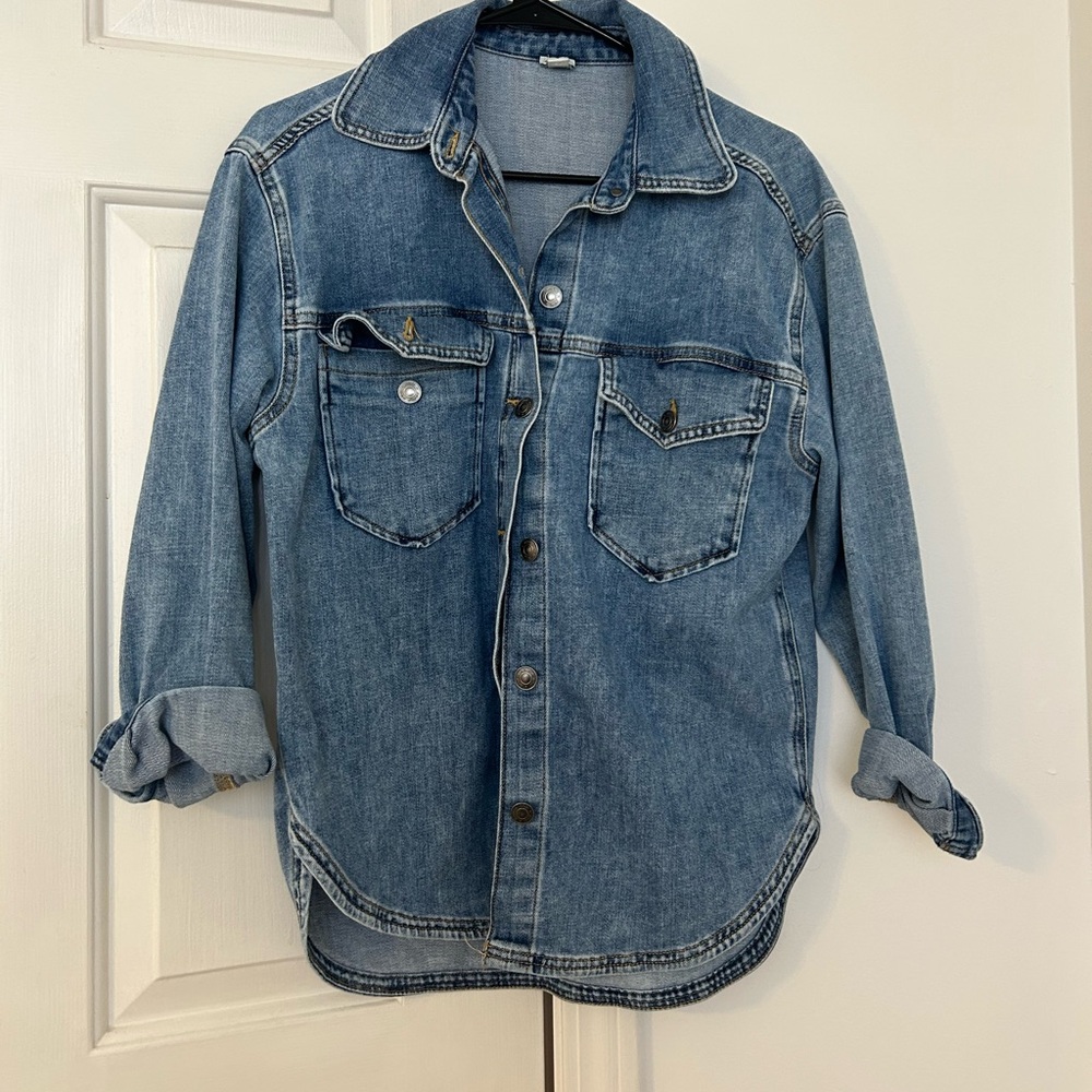Denim button down shirt, really good as a layer on top